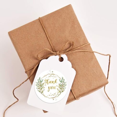 بكرة ملصقات شكرًا لك، أوراق خضراء بإطارات ذهبية ملصقات شكرًا لك، ملصقات ملصقات لاصقة مقاس 1.4 بوصة 6 تصميمات مختلفة، مثالية لأعياد الميلاد، هدايا الزفاف، الأعمال الصغيرة، 500 لكل عبوة. in Kuwait