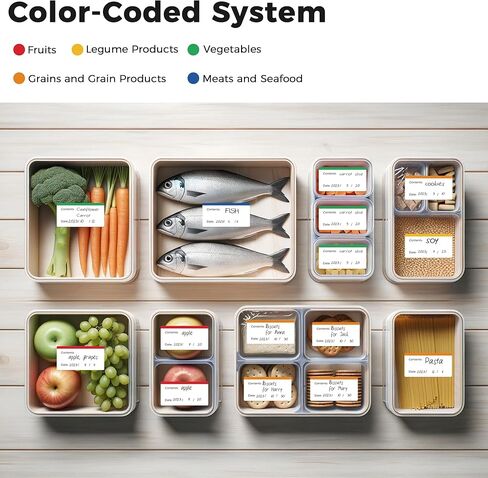 Mr-Label – 300Pcs 1.18"x2.36" Removable Freezer Labels-Waterproof and Tear-Resistant Meal Prep Food Storage Stickers for Expiration Tracking– Color Coding Pantry Labels (Colored top Border) in Saudi Arabia