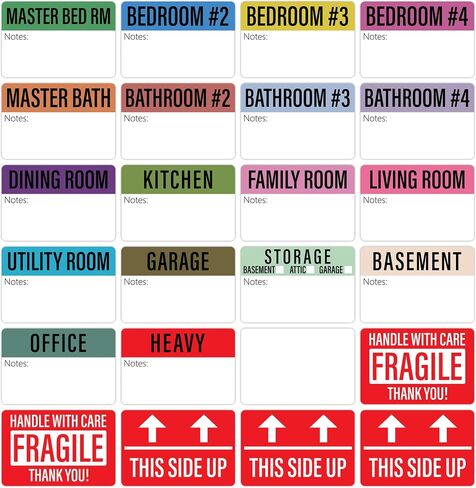 480 PCS Home Moving Labels, Colored Moving Labels for Boxes with Writable Notes Areas, Moving Stickers Tape for Boxes Packing Moving Supplies, 21 Designs, Each Size 2 x 3 inches in Saudi Arabia