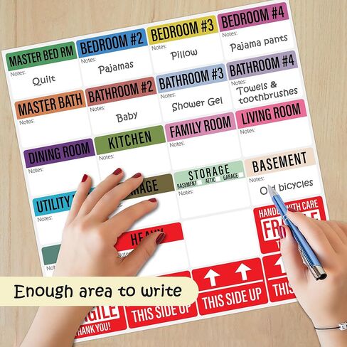 480 PCS Home Moving Labels, Colored Moving Labels for Boxes with Writable Notes Areas, Moving Stickers Tape for Boxes Packing Moving Supplies, 21 Designs, Each Size 2 x 3 inches in Saudi Arabia