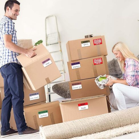 480 PCS Home Moving Labels, Colored Moving Labels for Boxes with Writable Notes Areas, Moving Stickers Tape for Boxes Packing Moving Supplies, 21 Designs, Each Size 2 x 3 inches in Saudi Arabia