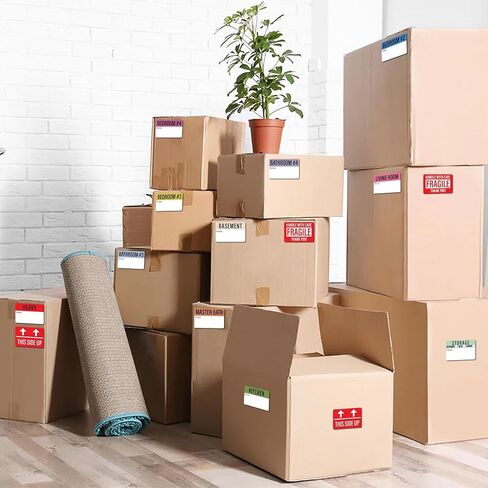 480 PCS Home Moving Labels, Colored Moving Labels for Boxes with Writable Notes Areas, Moving Stickers Tape for Boxes Packing Moving Supplies, 21 Designs, Each Size 2 x 3 inches in Saudi Arabia