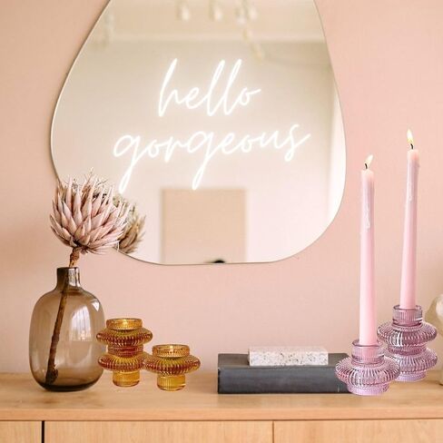 حاملات شمعدان زجاجية مستدقة 6pk- حوامل شموع تيلايت تصميم عتيق ديكور عقلي بوهو قطع مركزية للطاولة لحفلات الزفاف وأعياد الميلاد وحفلات العشاء (6 قطع × أخضر) in Kuwait