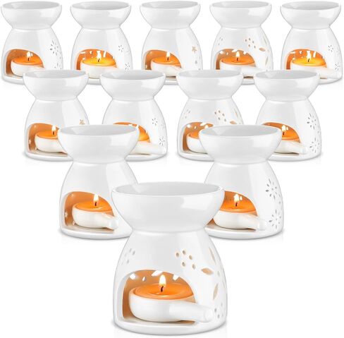 12 قطعة من موقد الزيت العطري السيراميكي لتدفئة الشمع، موزع زيت السيراميك، شمعة حامل شمع العلاج العطري، حامل شموع للعلاج المنزلي، ديكور غرفة النوم، هدية الكريسماس in Kuwait