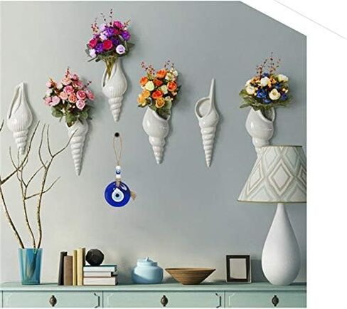 ديكور معلق على الحائط من خرزة عين الشر الزجاجية المصنوعة يدويًا - متصلة بحبل الجوت - عيون تعويذة سحرية زرقاء من نزار - تميمة تركية - زينة زخرفية هدية رائعة in Kuwait