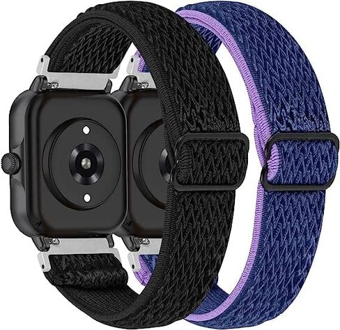 RuenTech 2 Pack Elastic Bands Compatible with FITVII H86/HM68 Smartwatch Band, Adjustable Nylon Straps Replacement Sport Wristbands for FITVII H86 Accessories Women&Men in Saudi Arabia