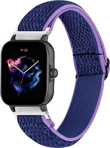 RuenTech 2 Pack Elastic Bands Compatible with FITVII H86/HM68 Smartwatch Band, Adjustable Nylon Straps Replacement Sport Wristbands for FITVII H86 Accessories Women&Men in Saudi Arabia