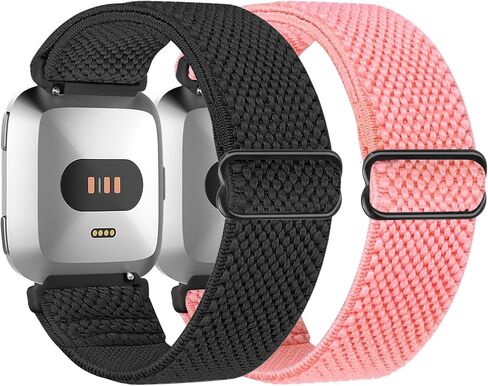 متوافق مع Fitbit Versa 2 Bands النساء والرجال، سوار معصم رياضي ناعم ومضفر من النايلون قابل للتعديل ومسامي من أجل Fitbit Versa/Versa 2/Versa Lite/SE Smartwatch قابل للتمدد من النايلون بحلقة منفردة in Kuwait