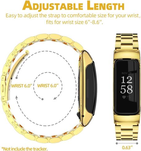 MIJOBS Strap for Fitbit Inspire 2, Stainless Steel Metal Band Replacement Wristbands Waterproof Bracelet Accessories for Inspire 2 Women Men in Saudi Arabia