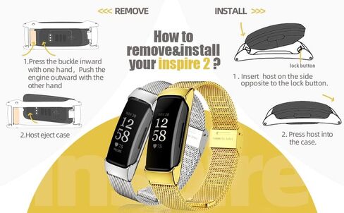 حزام MIJOBS لـ Fitbit Inspire 2، سوار معدني من الفولاذ المقاوم للصدأ بديل لأساور المعصم المقاومة للماء من أجل Inspire 2 النساء والرجال in Kuwait