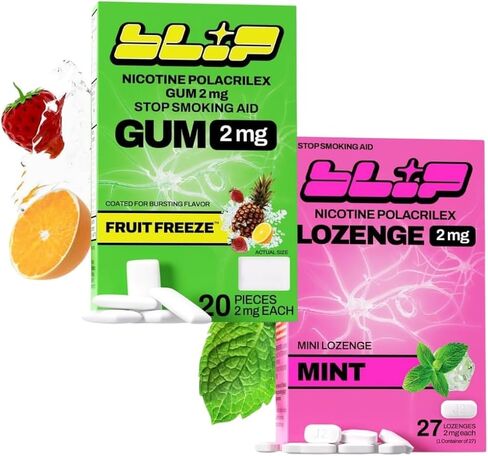 NRT Nicotine Gum and Lozenge Mini's - 2mg Fruit Freeze Flavor (20 Count) and 2mg Mint Flavor (27 Count) - Help Quit Smoking Aid, Reduce Cravings - Nicotine Replacement (FSA/HSA) in Kuwait