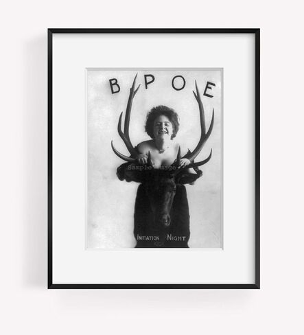 INFINITE PHOTOGRAPHS Photo: Initiation night,BPOE,Low cut dress,head of elk,c1908 in Saudi Arabia