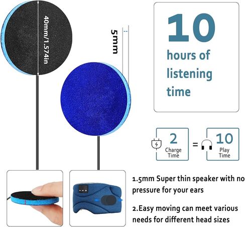 سماعات بلوتوث للنوم من QYCHHJ مع مكبرات صوت رفيعة للغاية مع 24 صوتًا أبيضًا وموسيقى ستيريو لسماعات النوم وقناع النوم واستبدال عصابة الرأس in Kuwait