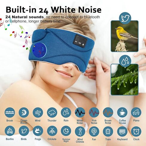 سماعات بلوتوث للنوم من QYCHHJ مع مكبرات صوت رفيعة للغاية مع 24 صوتًا أبيضًا وموسيقى ستيريو لسماعات النوم وقناع النوم واستبدال عصابة الرأس in Kuwait