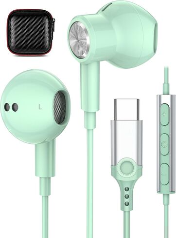 USB C Headphones Earbuds for iPhone 15 Plus iPad, Magnetic Wired Type C Earphone with Microphone for Android Samsung Galaxy S24 S23 S22 S21 FE S20 Note 20 Google Pixel 9 8 7 Pro 8A 6A 6 OnePlus Mint in Kuwait
