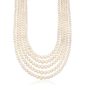 Ross-Simons 4-8.5mm Cultured Pearl 5-Strand Layered Necklace with Sterling Silver in Saudi Arabia