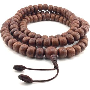 شفاء LAMA ™ بذرة بودي أصلية مالا. قائد Nepalese 108 Phoenix Seed Beads Prayer Japa Mala Necklace للتأمل. المباركة وطيئة.