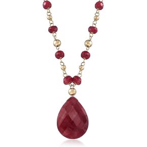 Ross-Simons 24.00 ct. t.w. Ruby Station Necklace in 14kt Yellow Gold