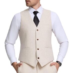 Men Linen Vest Casual Suit Vests Regular Fit Beach Wedding Waistcoat For Mens Groomsmen Party Dress Vest