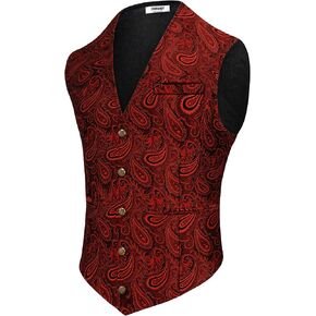 Coofandy Men Men's Paisley Vests Victorian Steampunk Gothic Suit Vest Slim Fit V-Neck Tuxedo perchcoat