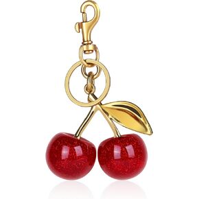 Ovruns Cherry Bag Charm ملحقات الكرز اللطيفة سحر محفظة متلألئة للنساء
