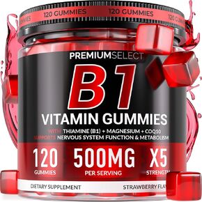 فيتامين B1 Gummies-Gumies Free B1 مع الثيامين ، CoQ10 والمغنيسيوم-فيتامينات B1 للنساء والرجال ، والكبار والأطفال-ثيامين من أجل دعم الطاقة والأعصاب-120 عدد ، العرض لمدة شهرين