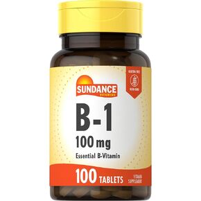 Sundance Vitamin B-1 | 100mg | 100 Tablets | Essential Vitamin Supplement | Vegetarian, Non-GMO, and Gluten Free Formula