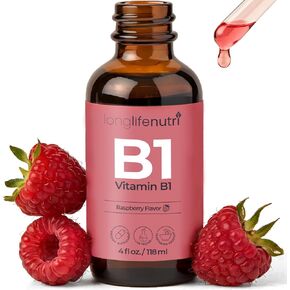 Vitamin B1 Liquid Drops - Thiamine Mononitrate Organic Supplement for Energy and Nerve Health, Fast Absorption, 4 FL OZ, 5-Month Supply, Lab Tested, Made in USA