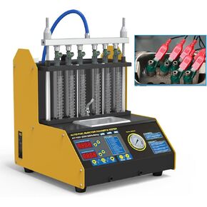 Fuel Cleaning Tools 6-Cylinder Injector Cleaner Tester CT-200 Fuel Injection Systems Cleaners Testers Gasoline Direct Injection Piezo Fuel Nozzle/High Pressure/Reverse Cleaning&On-Vehicle 220V/110V.