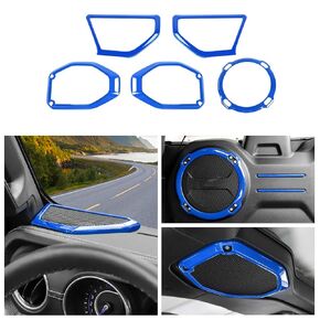 CheroCar A Pillar Speaker Trim Cover & Roof Speaker Audio Trim Cover & Trunk Speaker Cover Ring Kit Decoration Interior Accessories for Jeep Wrangler JL JLU & Gladiator JT 2018-2022,Sliver……