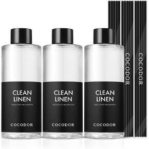 Cocod'or COCODOR Reed Diffuser Oil Refill/Clean Linen /200ml / 3 Pack/Aromatherapy, Home Fragrance, Scented Oils, Oils for Reed Diffuser, Bathroom Home Decor