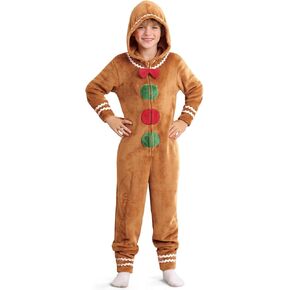عيد الميلاد للجنسين أطفال لطيف خبز الزنجبيل ايني zip up الزنجبيل خبز بذلة مقنعين 5-14 سنة