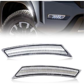 2pcs LED الجانب الأمامي علامة عاكس الضوء العاكس مع الحدود 2022-Up ، أبيض Fender Marker Marker مصابيح مصابيح عدسة واضحة