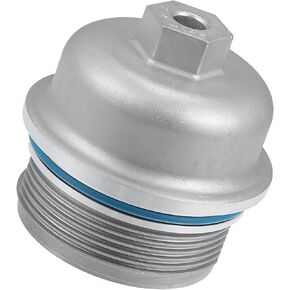 Motoforti Engine Oil Filter Housing Cover, for Cadillac CTS 2.8L 3.0L 3.6L 2004-2015, Metal,Silver Tone