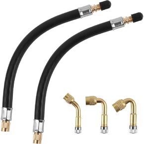 5 Pack Tire Valve Extension Adaptor, 2pcs 8.54 Inch Flexible Valve Stem Extenders with 45 90 135 Degree Brass Tire Valve Extension Adapter for Cars Truck Motorcycles Bike Bicycles RVs