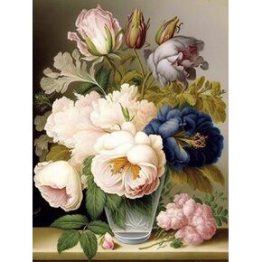 Ginfonr 5D DIY Mosaic Diamond Painting Kits Flowers Fruit Table Full Drill, Paint with Diamonds Art Plants Cross Stitch Embroidery Rhinestone Craft for Home Office Wall Decor 12x16 Inch