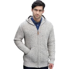 Aran Crafts Men's Irish Cable zip zip cardigan (100 ٪ Merino Wool)