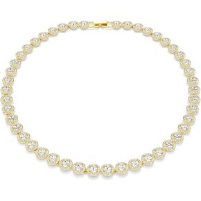 Swarovski UNA Angelic Tennis Necklace, Round Cut, Clear, Gold-Tone Finish