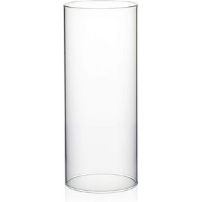 WGVI Hurricane Candle Holder Sleeve, Wide 4", Height 10", Clear Glass Cylinder Candleholder, Chimney Tube, Open Ended Candle Shade, 1 Piece
