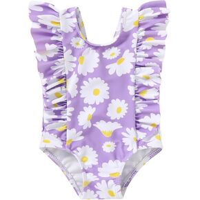Newborn Baby Girl Ruffle Swimsuit Infant Toddler One Piece Floral Bikini Beach Bathing Swimwear Set