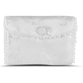 Hirten Girls First Communion White Satin Rosary Purse, 2 1/2 Inch