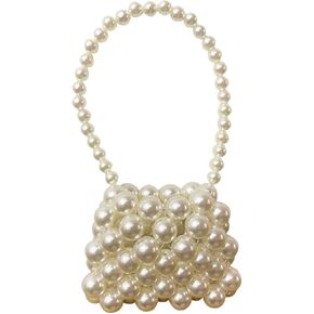 1PCS White Beaded Pearl Handbag Mini Vintage Pearl Coin Purse Small Pearl Bag Handmade Pearl White Handbag Suitable for Lipstick Coins Cash
