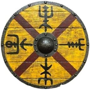Medieval Viking Shield Norse The Helm of awe Designer Battleworn 24" Wooden & Iron Shield for Home Decor