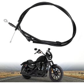 TIGERSAGTE Extended Clutch Cable for 1986-Up Harley Sportster & 1987-2006 Harley Big Twin Models (Black, Stainless steel, +4", 61 1/4'')