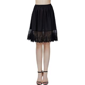 BEAUTELICATE 100% Cotton Half Slip Skirt Extender with Lace Trim Vintage Underskirt