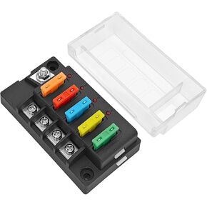 Mandark Car Fuse Block, 12V 4 Circuits Waterproof Vehicle Fuse Panel Relay Box Kit with LED Indicator Damp-Proof Cover, Auto ATO Blade Fuse Block, Universal for 12V/24V RV Truck Trailer