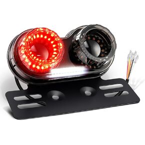 PBYMT Enhanced Motorcycle Tail Light, 90LEDs Break light Running Lights, IP67 Waterproof Turn Signals with License Plate Bracket Compatible with Street Bike Cruiser Chopper Bobber