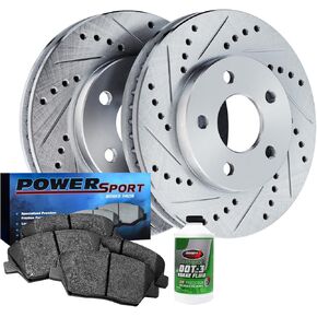 Power Sport Rear Brakes Pads and Rotors Kit| Rear Brakes Rotors| Rear Rotors And Brake Pads Kit| Ceramic Rear Brakes and Rotors| Brake Kit| Fit 2016-2021 Honda Passport, Pilot, Ridgeline