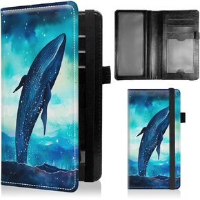 Checkbook Cover for Personal Checkbook for Men & Women Check Book Cover Wallet Cute Pu Leather with Pen Holder Card Slots Elastic Strap with Duplicate Checks Painted Blue Butterfly