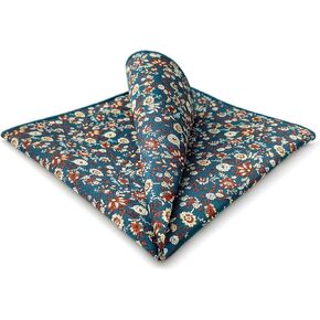 S&W SHLAX&WING Pocket Square for Men Floral Pattern Green Red Wedding Groomsmen